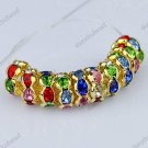 100X WHOLESALE LOTS MULTICOLOR CRYSTAL GOLD SPACER LOOSE BEADS FINDINGS 8MM