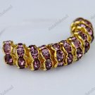 100X LIGHT PURPLE CRYSTAL GOLD SPACER LOOSE BEADS FINDINGS WHOLESALE LOTS 8MM