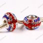 1X CLEAR & RED & BLUE SWAROVSKI CRYSTAL 925 SILVER EUROPEAN CHARM BEAD