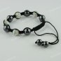 1X MACRAME CLEAR AB SWAROVSKI CRYSTAL DISCO HEMATITE BALLS ADJUSTABLE BRACELET