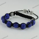 ADJUSTABLE MACRAME SAPPHIRE CRYSTAL DISCO BALL BRACELET
