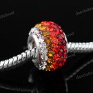 925 STERLING SILVER MIXED SWAROVSKI CRYSTAL EUROPEAN BIG HOLE CHARM BEAD