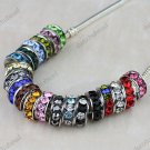 100X WHOLESALE MIXED COLOR CRYSTAL SPACER EUROPEAN CHARM BEADS FINDINGS 12MM