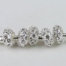 20X WHOLESALE CLEAR CRYSTAL SILVER BIG HOLE CHARM BEADS