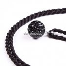 AUTHENTIC SILVER BLACK SWAROVSKI CRYSTAL PENDANT 14MM