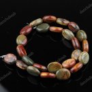 12X16 MM NATURAL PICASSO JASPER GEMSTONE FLAT OVAL LOOSE BEADS 1 STRAND