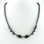 CLEAR & BLACK CRYSTAL DISCO BALL HEMATITE BEAD MAGNETIC CLASP MACRAME NECKLACE
