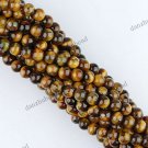 4MM TIGER'S EYE GEMSTONE ROUND BALL LOOSE BEADS FINDINGS STRAND 15.5 "