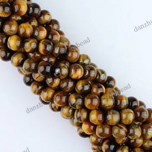 8MM TIGER'S EYE GEMSTONE ROUND BALL LOOSE BEADS FINDINGS STRAND 15"