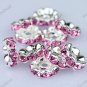 100X PINK CRYSTAL SILVER SPACER LOOSE BEADS JEWELRY FINDINGS WHOLESALE 10MM