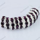 100X DEEP PURPLE CRYSTAL SILVER SPACER LOOSE BEADS FINDINGS WHOLESALE 10MM