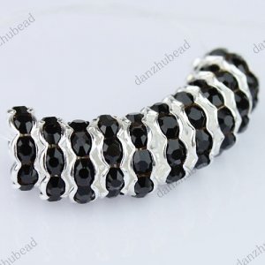 100X BLACK CRYSTAL SILVER SPACER LOOSE BEADS JEWELRY FINDINGS WHOLESALE 10MM