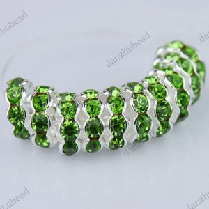 100X LIGHT GREEN CRYSTAL SILVER SPACER LOOSE BEADS DIY FINDINGS WHOLESALE 10MM