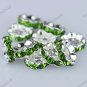 100X LIGHT GREEN CRYSTAL SILVER SPACER LOOSE BEADS DIY FINDINGS WHOLESALE 10MM