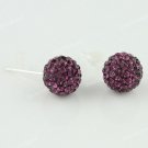 1 PAIR DEEP PURPLE SWAROVSKI CRYSTAL TRUE 925 SILVER BALL STUD EARRINGS 8MM