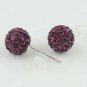 1 PAIR DEEP PURPLE SWAROVSKI CRYSTAL TRUE 925 SILVER BALL STUD EARRINGS 8MM