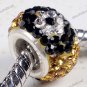FLOWER EYES SWAROVSKI CRYSTAL 925 STERLING SILVER FINDINGS EUROPEAN CHARM BEAD