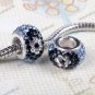 FLOWER EYES SWAROVSKI CRYSTAL 925 STERLING SILVER FINDINGS EUROPEAN CHARM BEAD