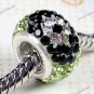 FLOWER EYES SWAROVSKI CRYSTAL 925 STERLING SILVER FINDINGS EUROPEAN CHARM BEAD