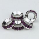 20X WHOLESALE DEEP PURPLE CRYSTAL EUROPEAN BIG HOLE CHARM BEADS FINDINGS