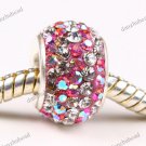 1X CLEAR & ROSE AB SWAROVSKI CRYSTAL 925 SILVER EUROPEAN CHARM BEAD