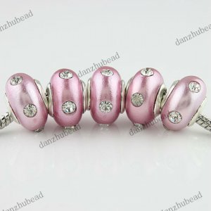 20X WHOLESALE CLEAR CRYSTAL LIGHT PURPLE POLYMER CLAY EUROPEAN CHARM BEADS