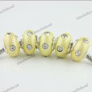 20X WHOLESALE CLEAR CRYSTAL LIGHT YELLOW POLYMER CLAY EUROPEAN CHARM BEADS