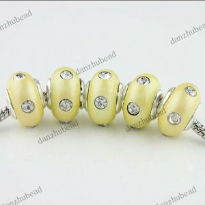 20X WHOLESALE CLEAR CRYSTAL LIGHT YELLOW POLYMER CLAY EUROPEAN CHARM BEADS
