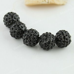 5X BLACK CRYSTAL DISCO BALL SPACER LOOSE BEADS JEWELRY FINDINGS 10MM