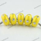 20X WHOLESALE CLEAR CRYSTAL YELLOW POLYMER CLAY EUROPEAN CHARM LOOSE BEADS