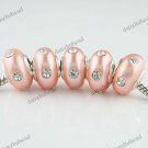 20X WHOLESALE CLEAR CRYSTAL PEACH POLYMER CLAY EUROPEAN CHARM LOOSE BEADS