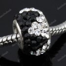 TRUE 925 STERLING SILVER SWAROVSKI CRYSTAL TRIANGLE EUROPEAN BIG HOLE CHARM BEAD