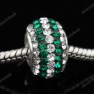925 STERLING SILVER SWAROVSKI CRYSTAL LINE EUROPEAN BIG HOLE CHARM BEAD
