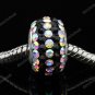 925 STERLING SILVER SWAROVSKI CRYSTAL LINE EUROPEAN BIG HOLE CHARM BEAD