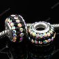 925 STERLING SILVER SWAROVSKI CRYSTAL LINE EUROPEAN BIG HOLE CHARM BEAD