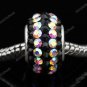 925 STERLING SILVER SWAROVSKI CRYSTAL LINE EUROPEAN BIG HOLE CHARM BEAD