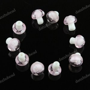 200X PINK MUSHROOM LAMPWORK GLASS SPACER LOOSE BEADS JEWELRY FINDINGS WHOLESALE