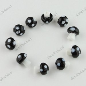200X BLACK MUSHROOM LAMPWORK GLASS SPACER LOOSE BEADS JEWELRY FINDINGS WHOLESALE