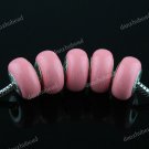 100X WHOLESALE PINK POLYMER CLAY EUROPEAN CHARM BEADS FINDINGS FIT BRACELET