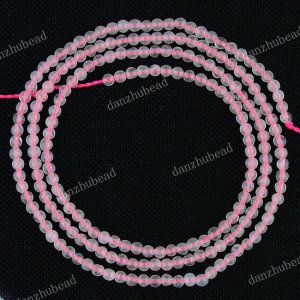 2MM PINK ROSE QUARTZ CRYSTAL GEMSTONE ROUND BALL LOOSE BEADS FINDINGS 1 STRAND
