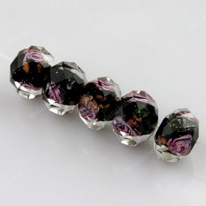 50X BLACK FACETED LAMPWORK GLASS LOOSE BEADS JEWELRY FINDINGS WHOLESALE 12MM