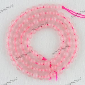 4MM PINK ROSE QUARTZ CRYSTAL GEMSTONE ROUND BALL LOOSE BEADS FINDINGS 1 STRAND