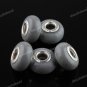 100X WHOLESALE GREY POLYMER CLAY EUROPEAN CHARM BEADS FINDINGS FIT BRACELET
