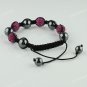 1X MACRAME ROSE SWAROVSKI CRYSTAL DISCO HEMATITE BALLS ADJUSTABLE BRACELET