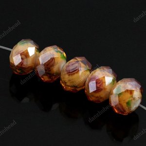 50X LIGHT GOLDEN FACETED LAMPWORK GLASS LOOSE BEADS 12MM