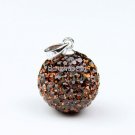 AUTHENTIC SILVER COFFEE SWAROVSKI CRYSTAL PENDANT 14MM