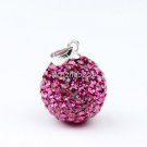 TRUE SILVER MAGENTA SWAROVSKI CRYSTAL BALL PENDANT 14MM