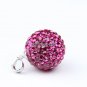 TRUE SILVER MAGENTA SWAROVSKI CRYSTAL BALL PENDANT 14MM