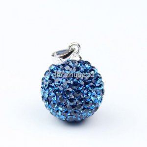 TRUE SILVER DEEP BLUE SWAROVSKI CRYSTAL PENDANT 14MM