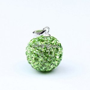 TRUE SILVER LIGHT GREEN SWAROVSKI CRYSTAL PENDANT 14MM